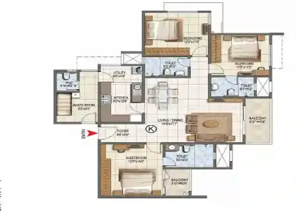 Sobha OMR Apartment 4 bhk floor plan by Sobha Limited located at OMR road, Chennai Tamil Nadu